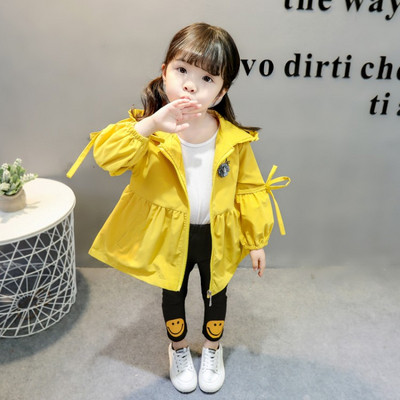 Tavaszi gyerekdzseki lányoknak kapucnival és 3D elemmel