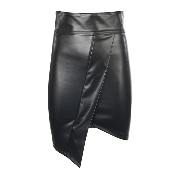 Uue mudeli asümmeetriline kõrge vöökohaga naiste seelik ökonahast