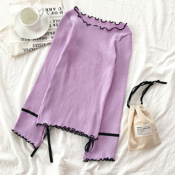 Modern női blúz kerek nyakkivágással és nyakkendővel