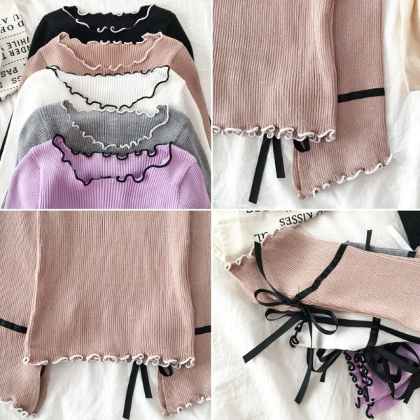 Modern női blúz kerek nyakkivágással és nyakkendővel