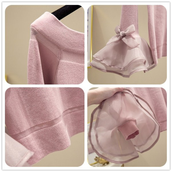 Modern női blúz csónakos nyakkivágással és hosszú ujjú szalaggal