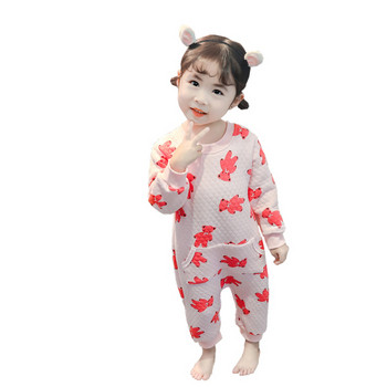 Детска пижама с мечета и джобове за момичета 