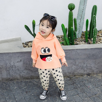 Kaheosaline aplikatsiooni ja kapuutsiga lastekomplekt tüdrukutele