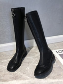 Musta värvi ökonahast vabaaja lukuga naiste saapad