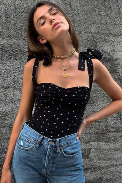 Naiste tanktop Slim, pingutusnööridega mudel