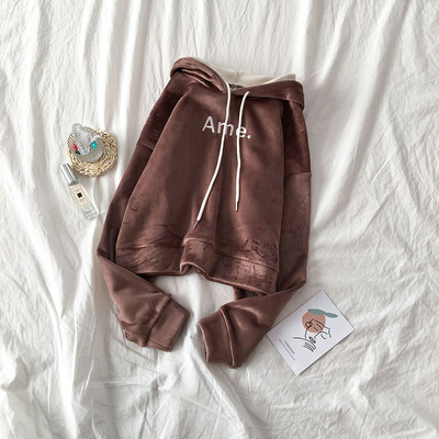 Naiste vabaaja pluus tikandi ja kapuutsiga