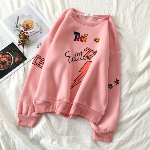 Rózsaszín női blúz kerek nyakkivágással és rátéttel