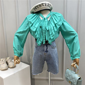 Modern női ing szalaggal és hosszú ujjal