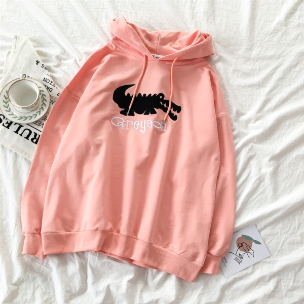 Női pulóver rátéttel és kapucnival