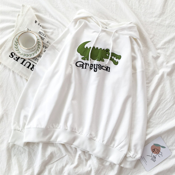 Női pulóver rátéttel és kapucnival