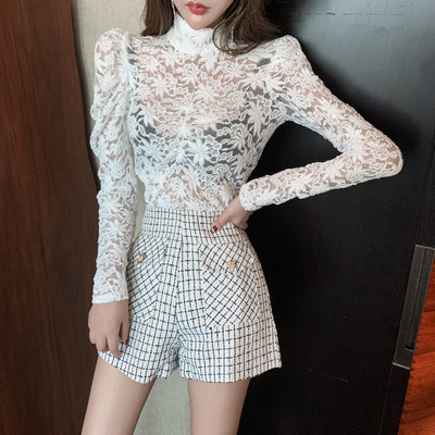 Modern női csipkeing félmagas gallérral