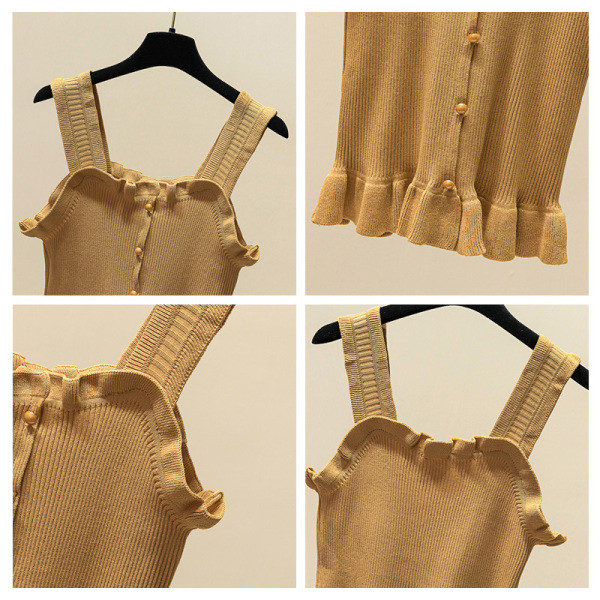 Suur laiade rihmade ja nööpidega naiste topp