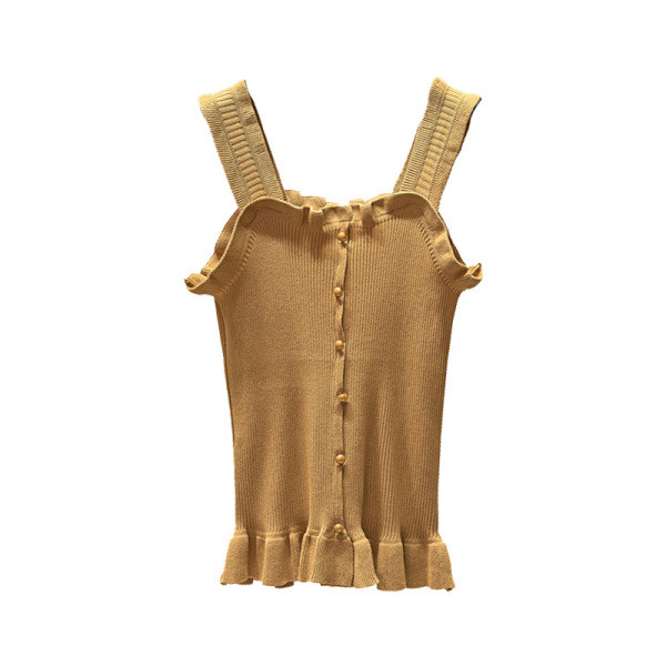 Suur laiade rihmade ja nööpidega naiste topp