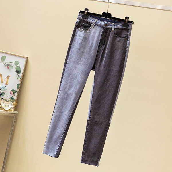 Modern női kéttónusú farmer Vékony modell magas derékkal és 4XL méretig