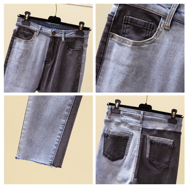 Modern női kéttónusú farmer Vékony modell magas derékkal és 4XL méretig