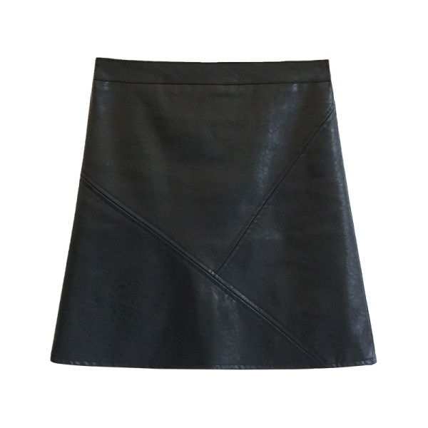 Suures suuruses kõrge vöökohaga naiste nahast seelik