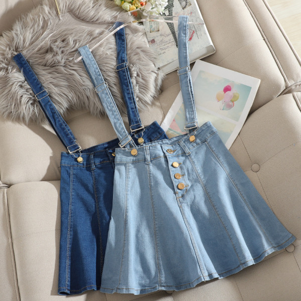 Alkalmi női farmerszoknya a vonalas fazonú kék színben