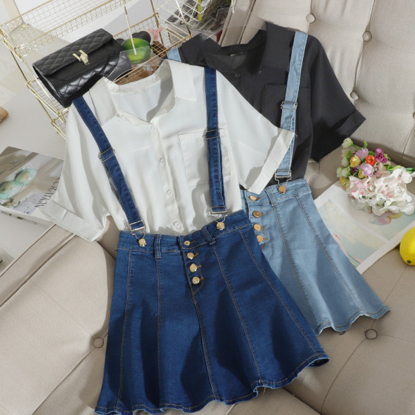 Alkalmi női farmerszoknya a vonalas fazonú kék színben