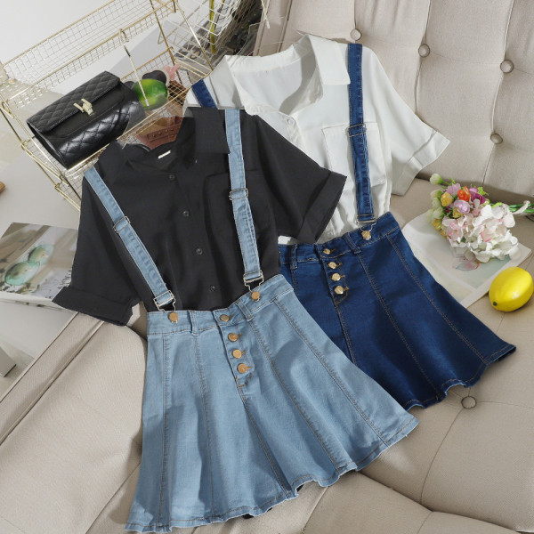 Alkalmi női farmerszoknya a vonalas fazonú kék színben