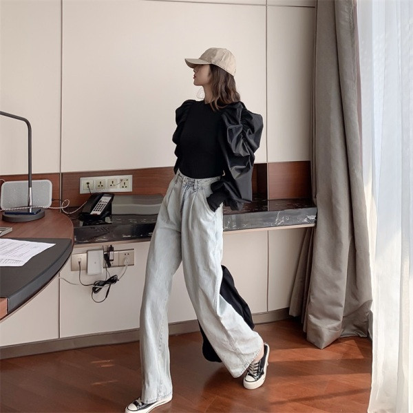 Moodne naiste puhvis varrukatega pluus