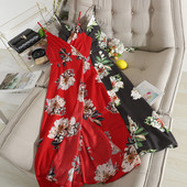 Lillemustri ja peenikeste rihmadega vabaaja pikk naiste kleit