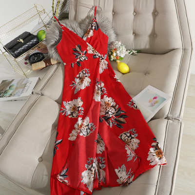 Lillemustri ja peenikeste rihmadega vabaaja pikk naiste kleit