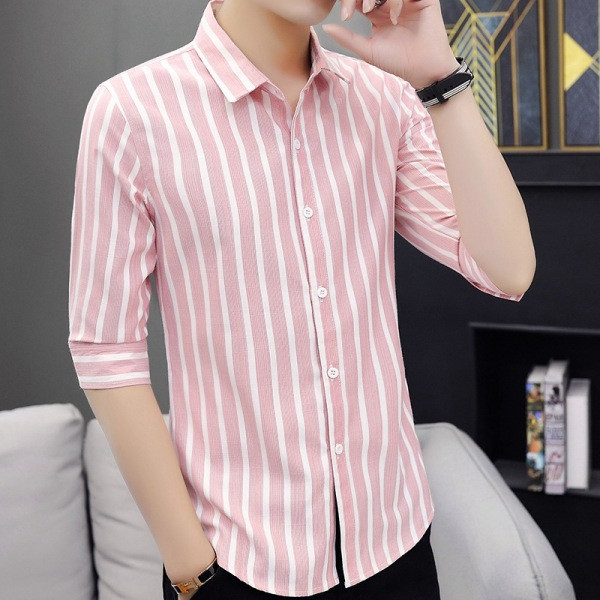 Meeste triibuline särk 3/4 varrukate ja nööpidega