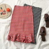 Kockás női szoknya testre szabott modell, magas derékkal