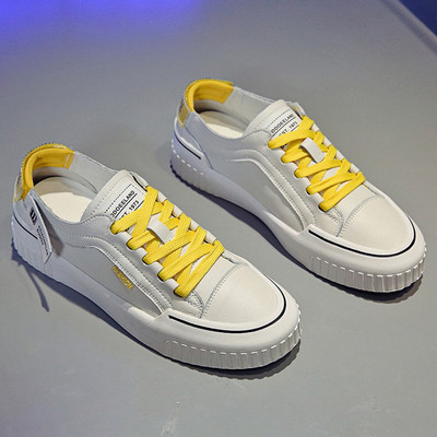 Eko bőrből készült alkalmi női sportcipő lapos talppal és színes megkötőkkel