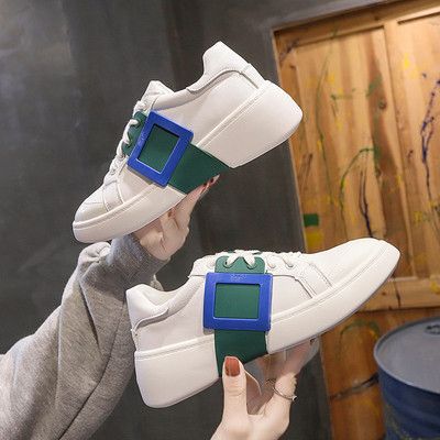 Női alkalmi műbőr tornacipő színes csattal