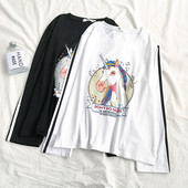 Naiste vabaaja pluus ääristega varrukatel ja ükssarviku aplikatsiooniga