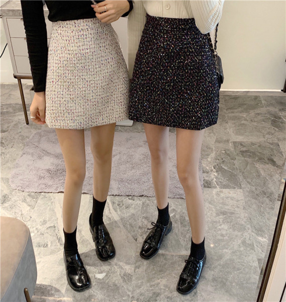 Moodne naiste kootud seelik kõrge vöökoha ja litritega