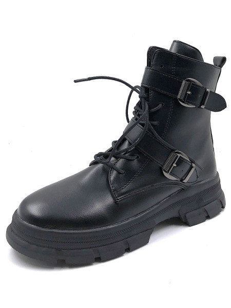 Öko bőrből készült fűzős női csizma új modellje fekete színben