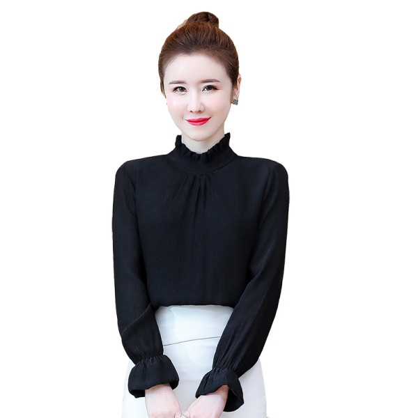 Női ing magas gallérral és hosszú ujjal