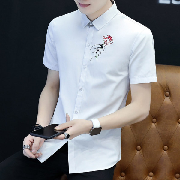 Stiilne tikandiga lühikeste varrukatega meeste särk