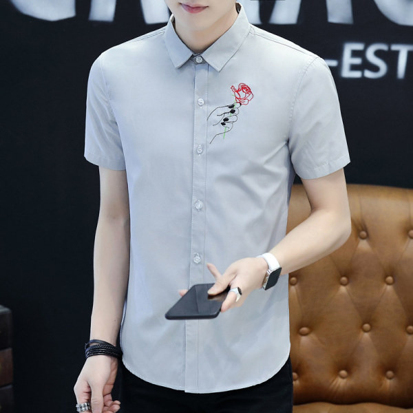 Stiilne tikandiga lühikeste varrukatega meeste särk