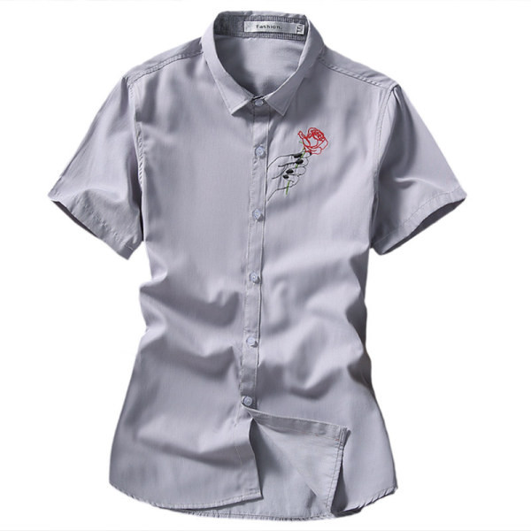 Stiilne tikandiga lühikeste varrukatega meeste särk