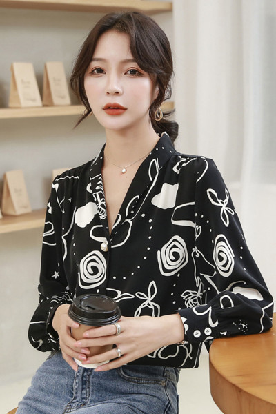 Új modell női ing klasszikus gallérral és gombokkal