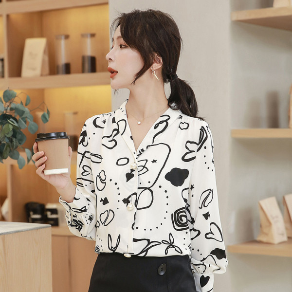 Új modell női ing klasszikus gallérral és gombokkal