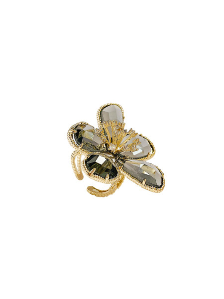 Moodne naiste reguleeritav lillekujuliste kivikestega sõrmus