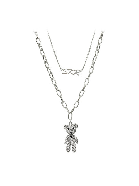 Moodne naiste kaelakee kividega karu kujulise ripatsiga