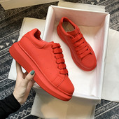 ÚJ Modern női tornacipő magas talppal, piros színben