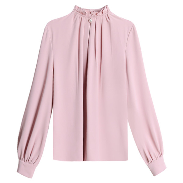 Stílusos női ing magas gallérral és hosszú ujjal