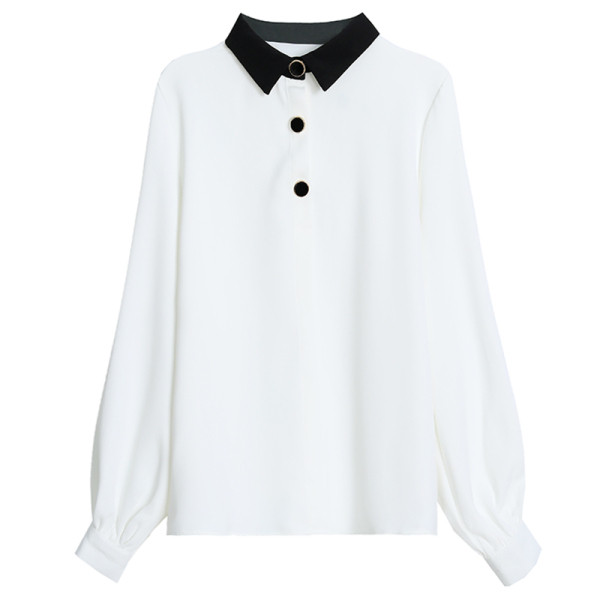 Klassikalise krae ja valgete nööpidega vabaaja naiste särk