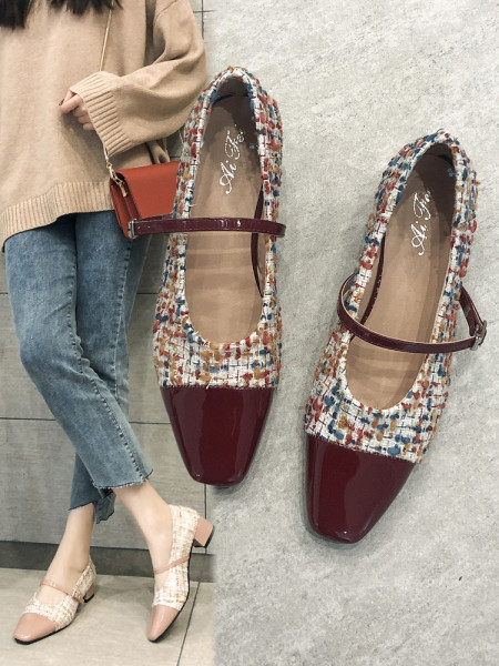 Elegantne ženske cipele s niskom petom i kopčom