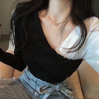 Modern női blúz V-nyakkal