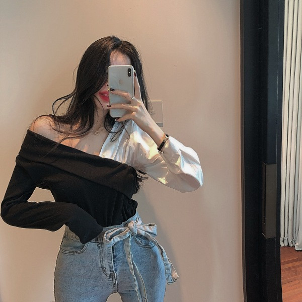 Modern női blúz V-nyakkal