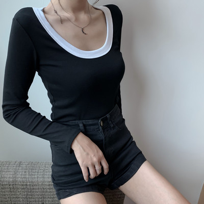 Alkalmi női tavaszi blúz ovális nyakkivágással