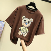 Naiste vabaaja pluus värvilise aplikatsiooni ja lühikeste varrukatega