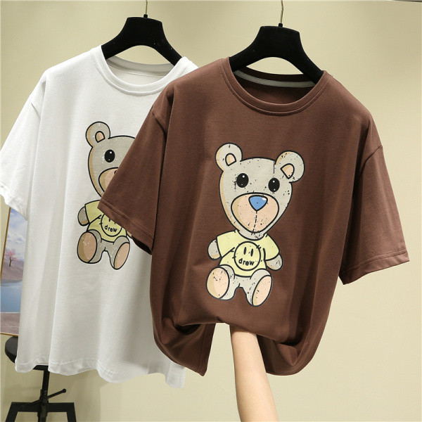 Naiste vabaaja pluus värvilise aplikatsiooni ja lühikeste varrukatega